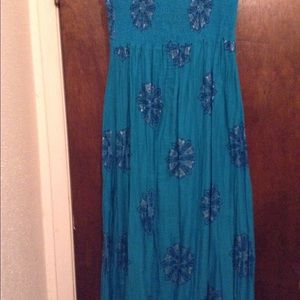 Turquoise strapless sundress