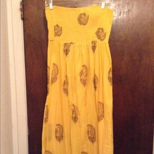 Yellow strapless sundress