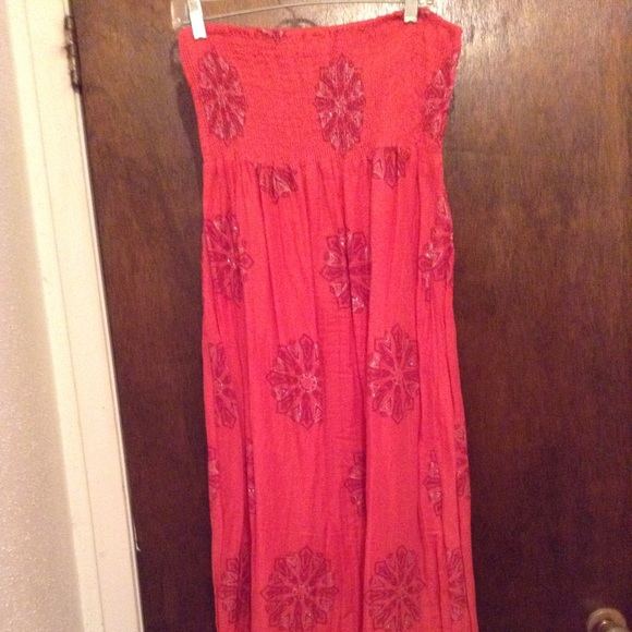 Orange strapless sundress
