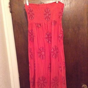 Orange strapless sundress