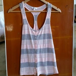 Cute Grey & Pink Sleeveless Top!