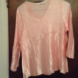 Light pink 3/4 sleeve frilled blouse