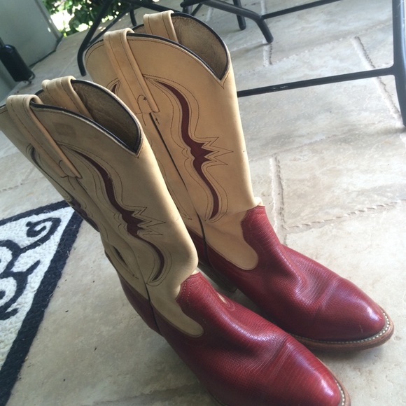 FRYE red and tan leather cowboy boots