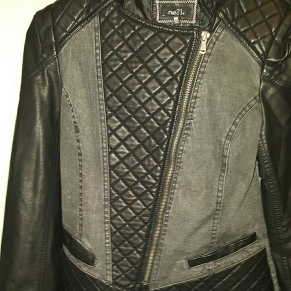Leather denim jacket