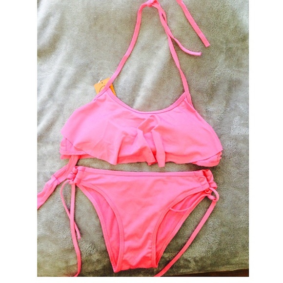 Pink Flounce Bikini set