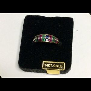 1.40 ct tw precious gem & 1/10 ct wt diamond ring