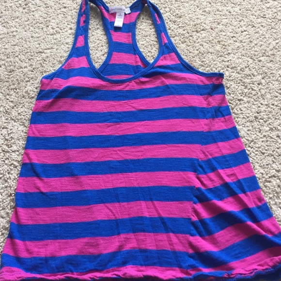pink & blue striped razorback T-shirt