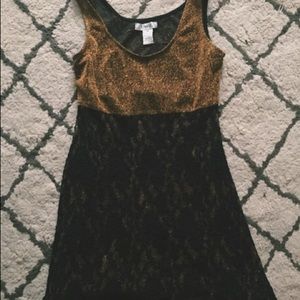 Glittery gold lace dress