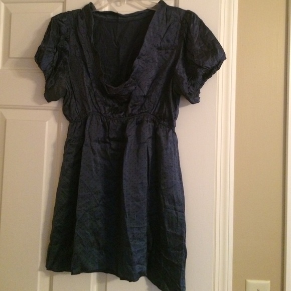 Blue polka dot silk top