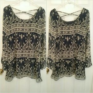 NWT Blu Pepper Navy Blue/Ivory Paisley Dress