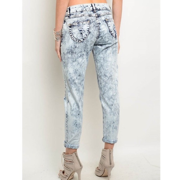 "Faded" Acid Wash Distressed Jeans - Picture 2 of 2