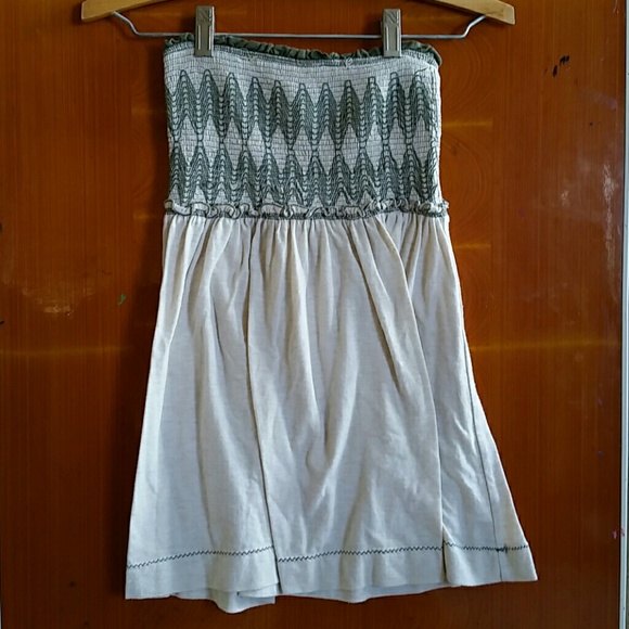 Natural Beige w/ Green Stitch Tube Top