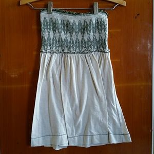 Natural Beige w/ Green Stitch Tube Top