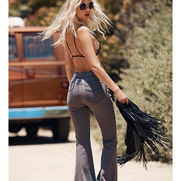 Free People Denim - Free People Pull On Kick Flare Black Sand Jeans