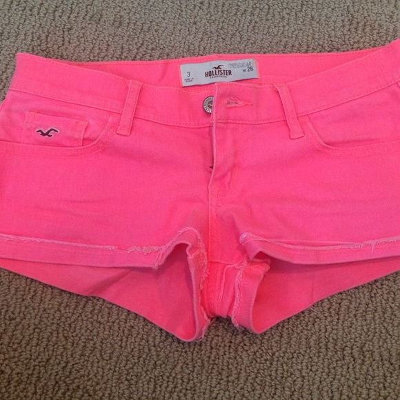 neon pink jean shorts