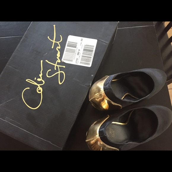Colin Stuart Black and Gold Stilettos - Picture 2 of 4