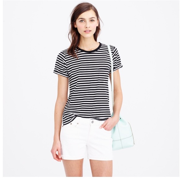 J. Crew Rolled-Sleeve Pocket Tee / Black Stripe