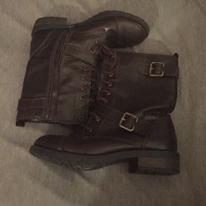 Dark brown combat boots