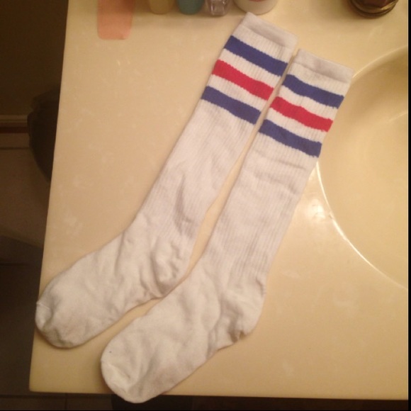 Blue and Red Striped Knee Highs
