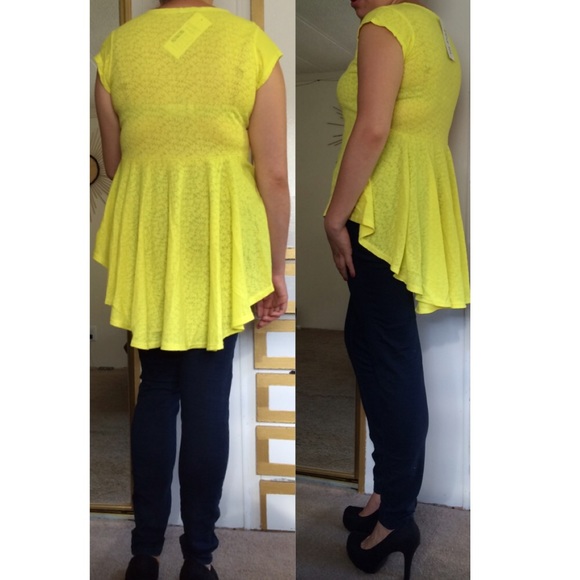 🚫BUNDLED🚫Yellow Peplum Top - Picture 3 of 4