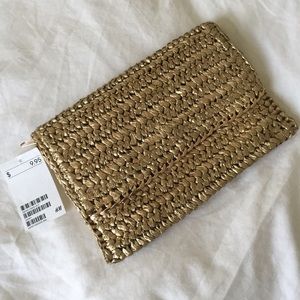 H&M Gold woven clutch