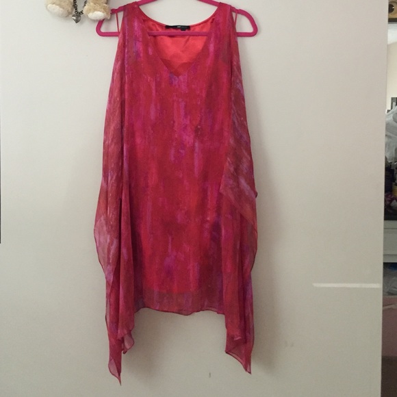 Jay Godfrey Red Multi Print Kimono Silk Dress NWOT - Picture 2 of 4