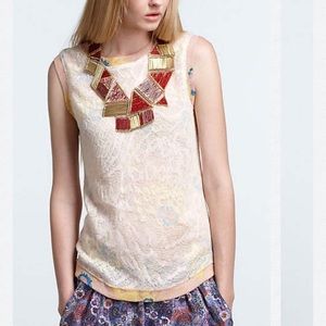 Anthropologie Gregory Marigold Blush Lace Shell