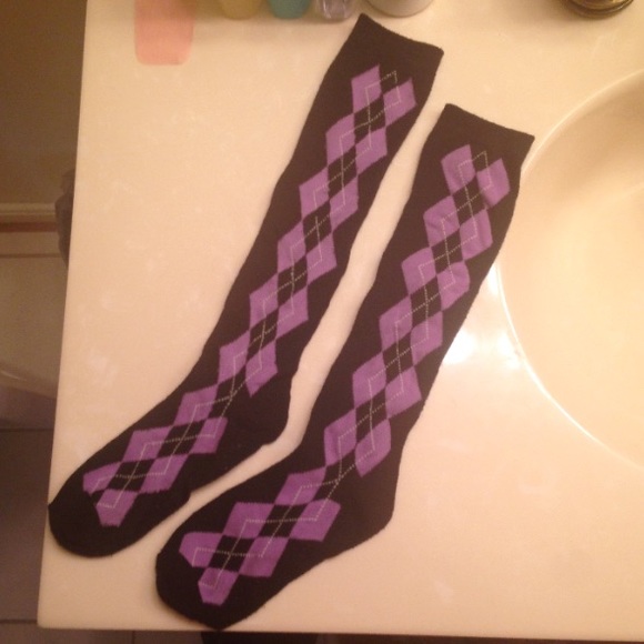 Purple Argyle Knee Highs