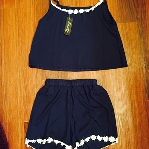 ❌🚨✨SOLD✨🚨❌2 pc lace trimmed tank and shorts