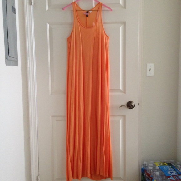 H&M Coral Pink Orange Racerback Tank Maxi Dress