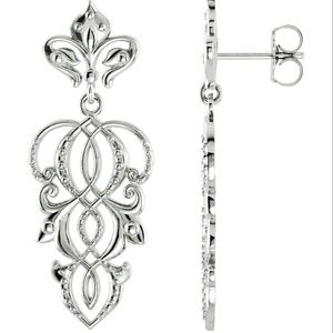 Sterling Silver Decorative Dangle Earrings