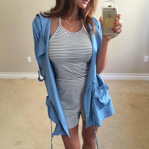 • SOLD • Striped Halter Romper L - Picture 2 of 4