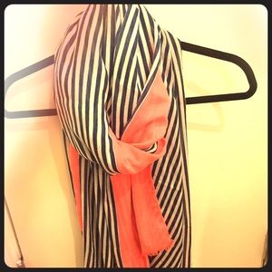 Gorjana Navy, White and Coral Fringe Scarf