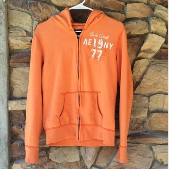 American Eagle Outfitters Tops - AE Orange Zip-up Hoodie