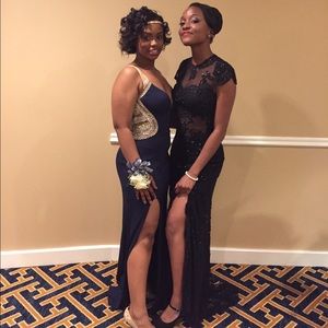 MacDuggal 1903 Beaded Knit Jersey Gown