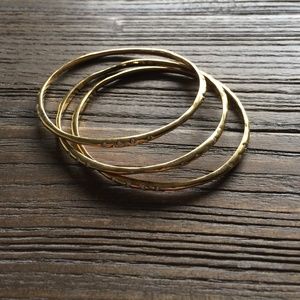 Stella & Dot hammered gold pave bangles (3)