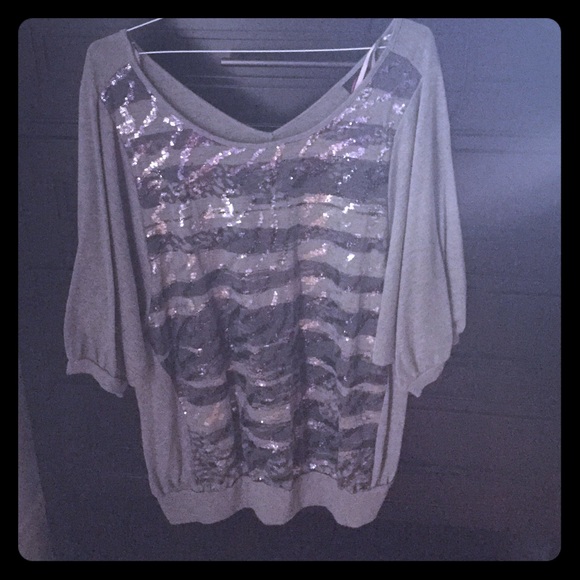 Gray, sequined, Fancy Shirt