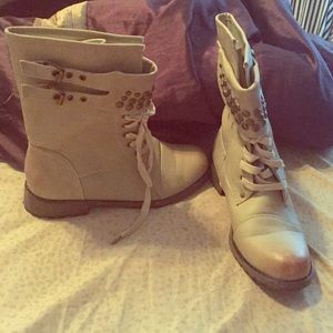 Charlotte Russe Embellished Taupe Combat Boots