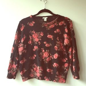 Cropped Floral Sweater