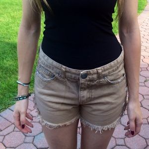 Free People Dolphin Hem Cut Off Denim Shorts