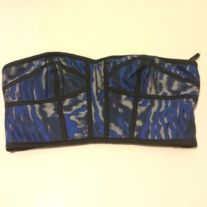 BEBE Jacquard crop bustier w/contrast binding