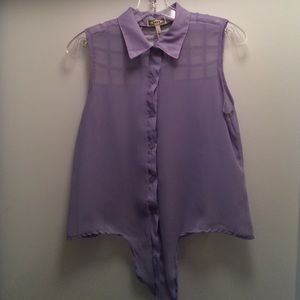 Cropped slightly see-through lavender button up.