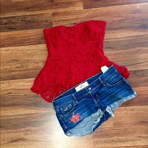 Red peplum top