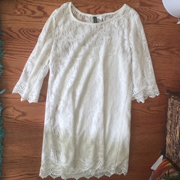 H&M Floral White Dress US 10 - Picture 3 of 4