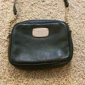 Michael Kors black leather cross body purse