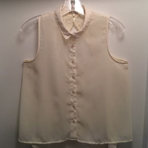 Cute flowy white see-through button up with lace