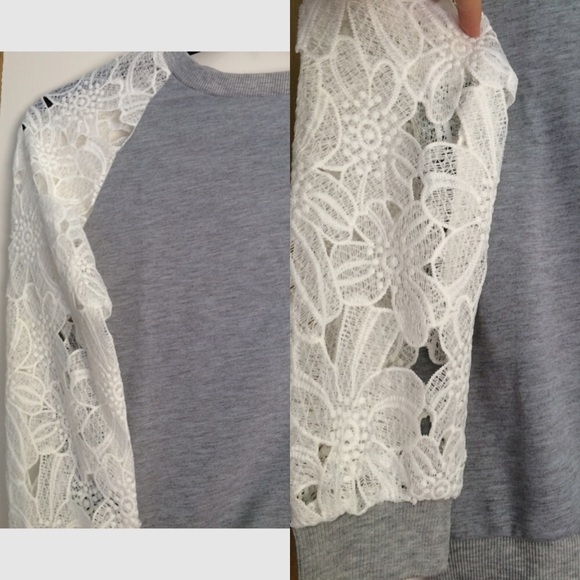 BOGO Sale Gray Lace Sweater - Picture 3 of 4