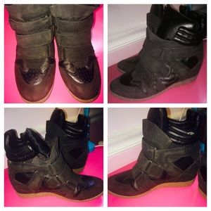 Black sneaker wedges