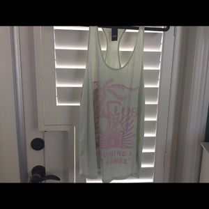 Cute tank light mint color with pink writing