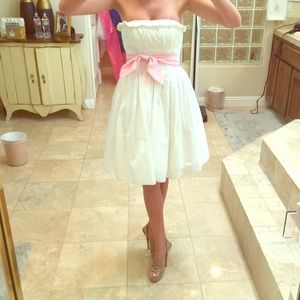 White & pink strapless Betsey Johnson summer dress
